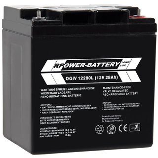 12V 28Ah RPOWER AGM Longlifebatterie