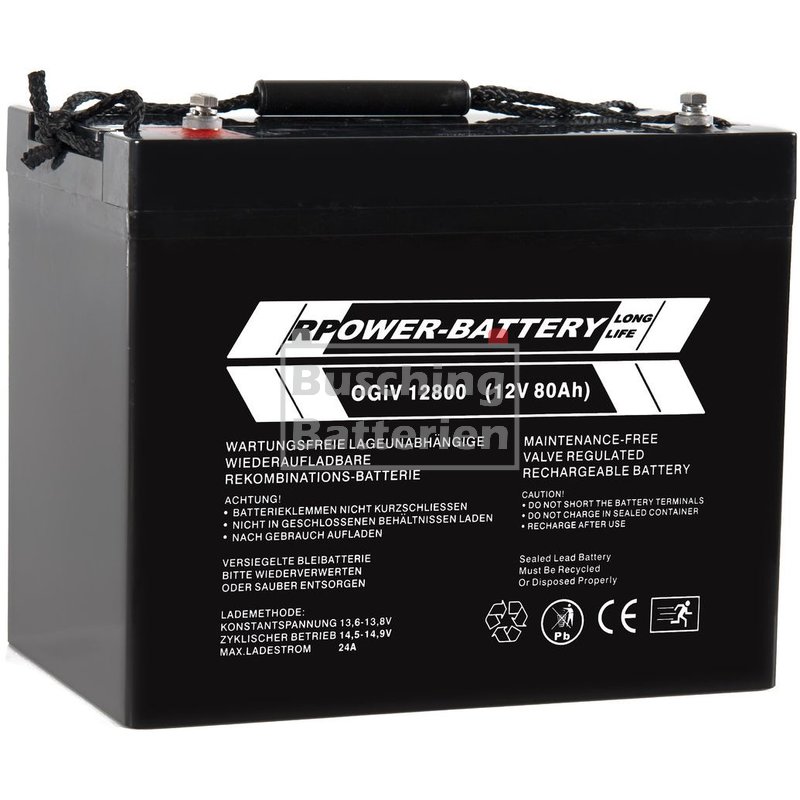 12V 80Ah RPOWER AGM Longlifebatterie