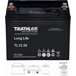 12V 35Ah TRIATHLON AGM Longlifebatterie