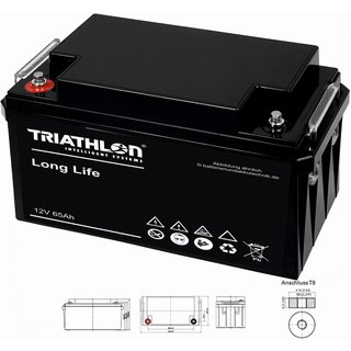 12V 65Ah TRIATHLON AGM Longlifebatterie
