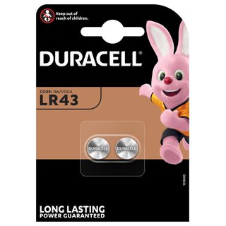 Duracell Alkaline-Knopfzelle LR43 2er Blister