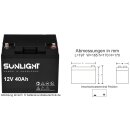 12V 40 Ah SUNLIGHT AGM Longlifebatterie