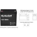 12V 55 Ah SUNLIGHT AGM Longlifebatterie