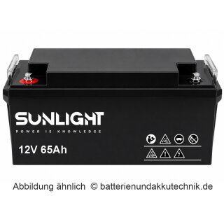 12V 65 Ah SUNLIGHT AGM Longlifebatterie