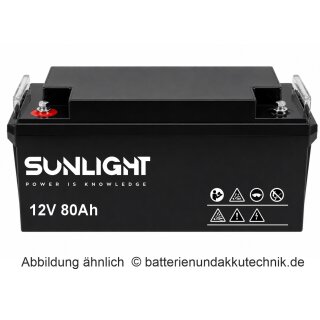 12V 80 Ah SUNLIGHT AGM Longlifebatterie